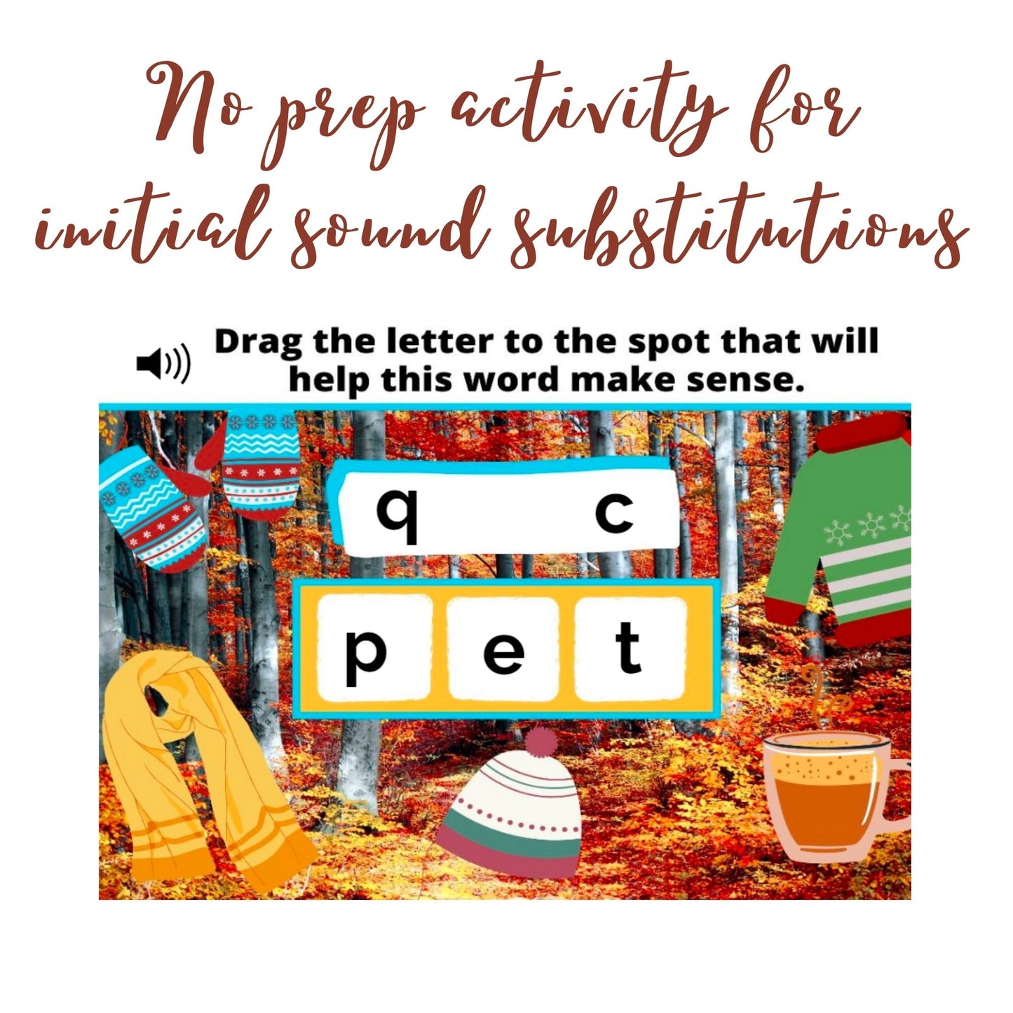 Fall & Chilly Weather Themed Beginning Sounds Substitution Digital Activity