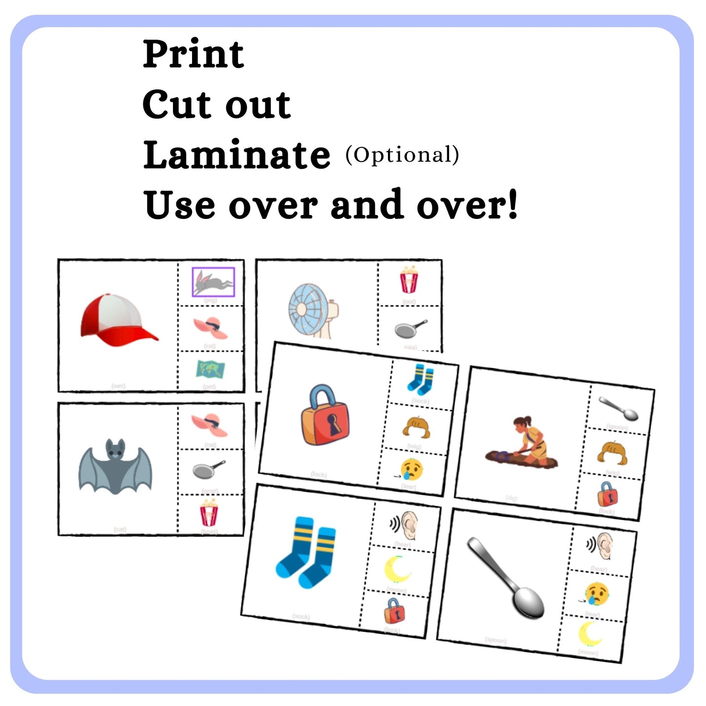 Rhyming Words Clip Cards