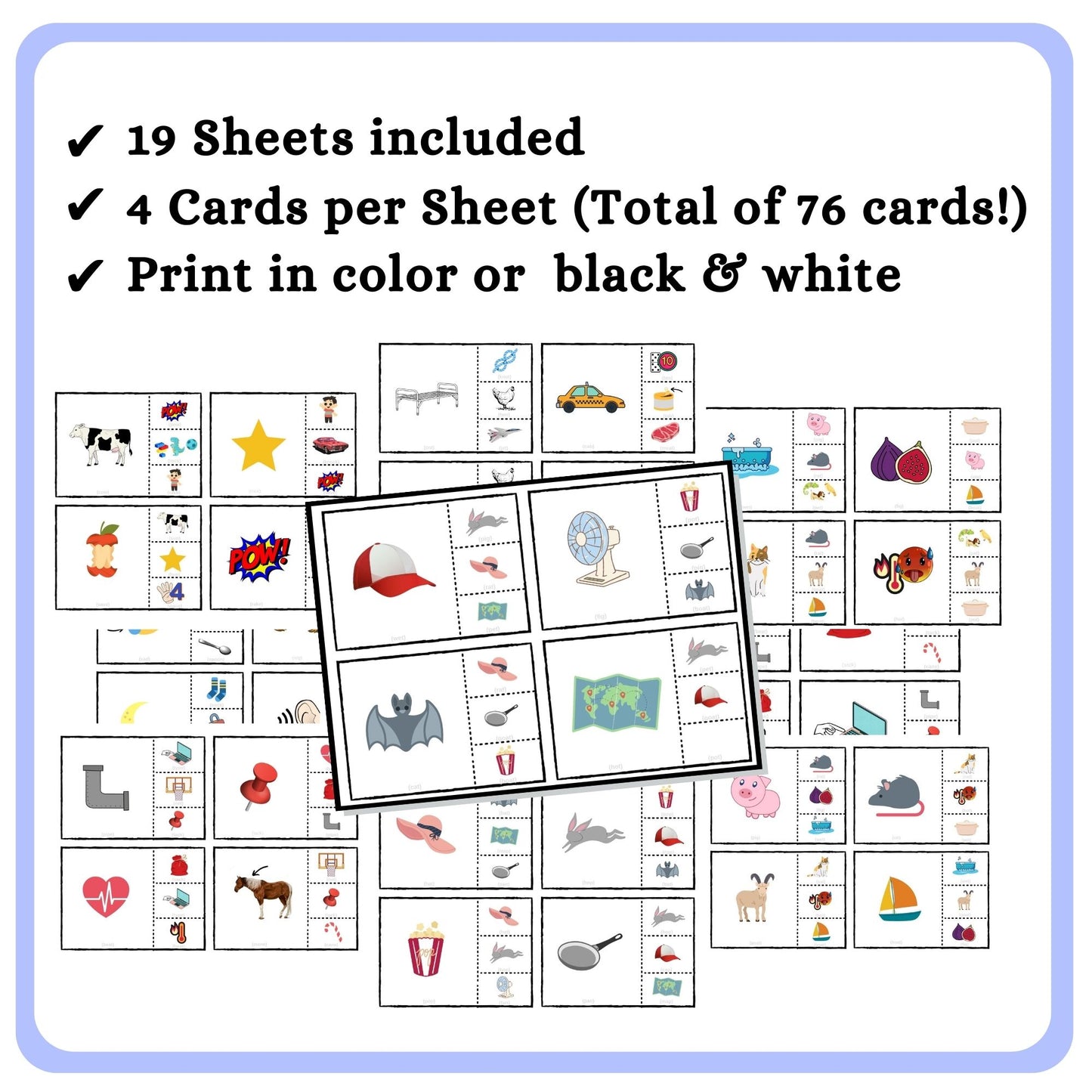 Rhyming Words Clip Cards