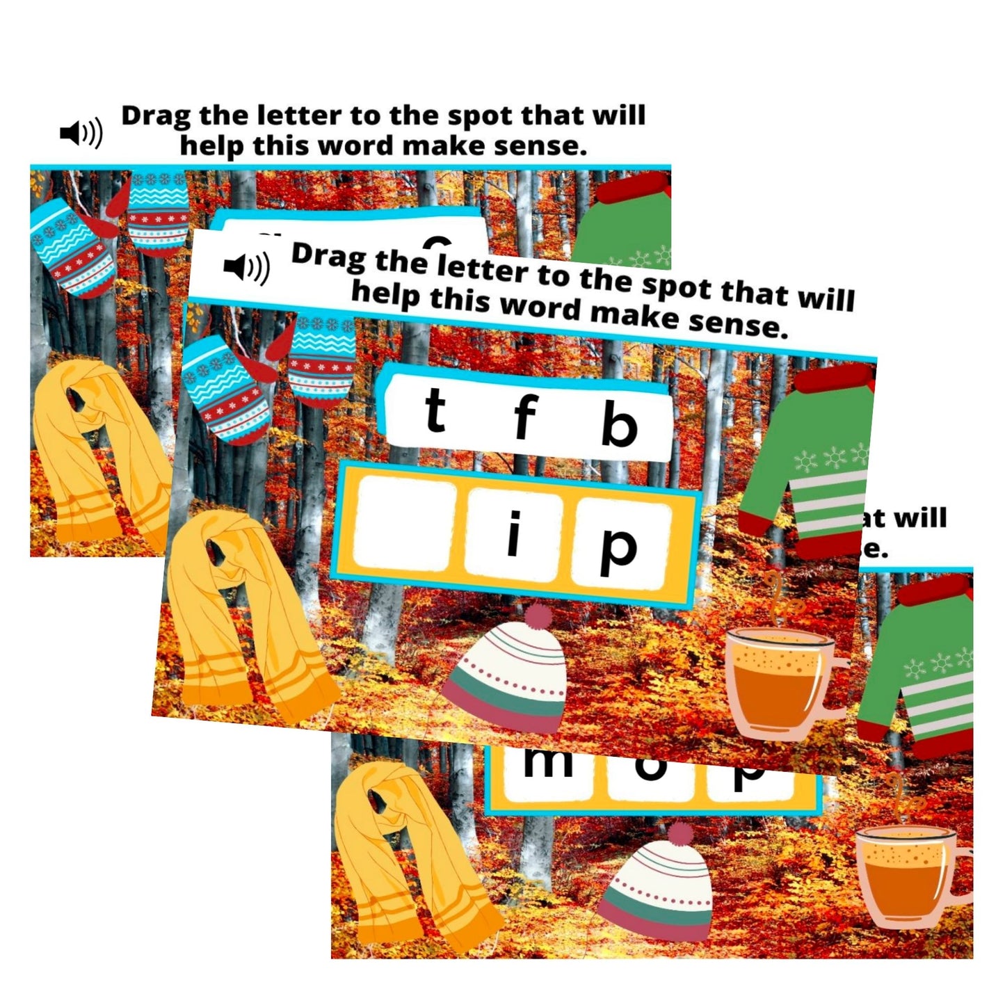 Fall & Chilly Weather Themed Beginning Sounds Substitution Digital Activity