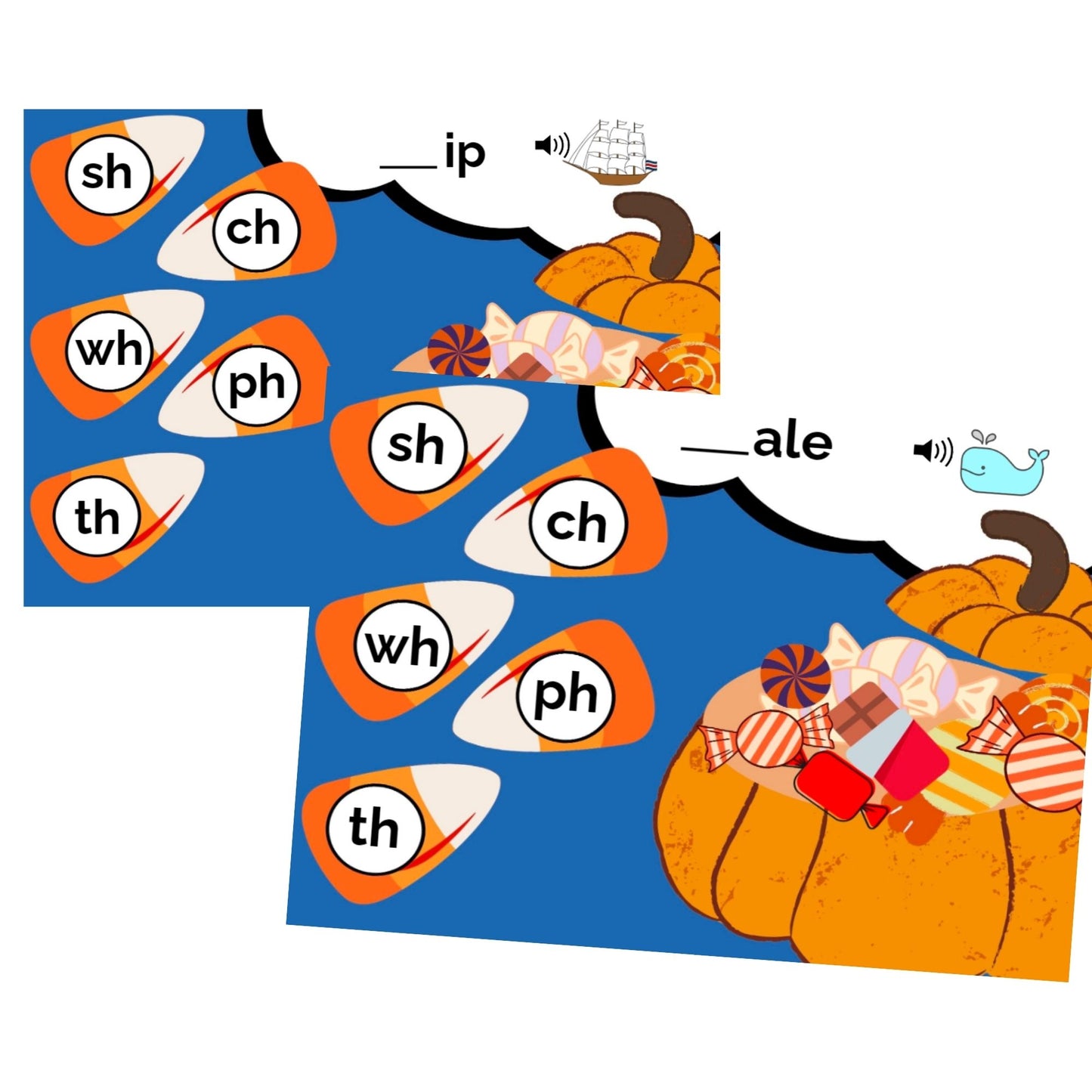 Candy Corn Digraph Practice (SH, PH, TH, WH, CH) Digital Activity