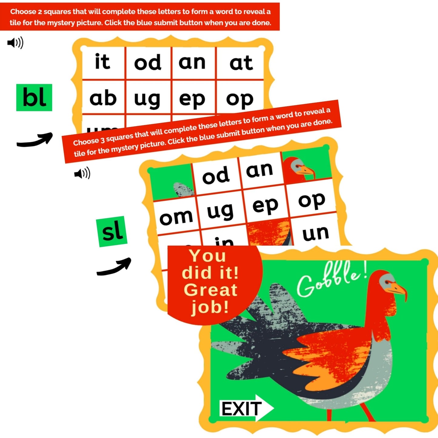 Initial Consonant Blends Turkey Puzzle Digital Activity