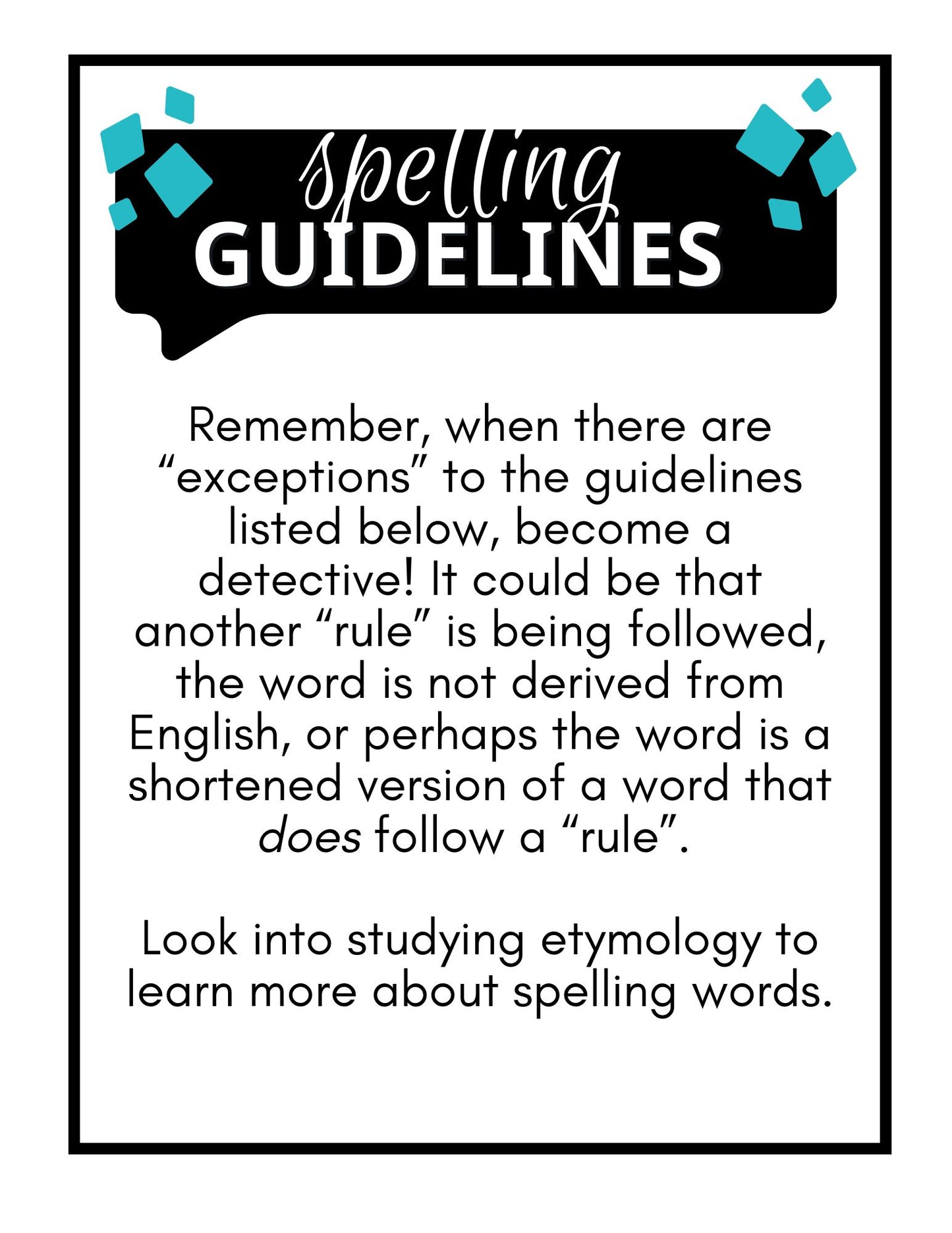 Spelling Guidelines Posters
