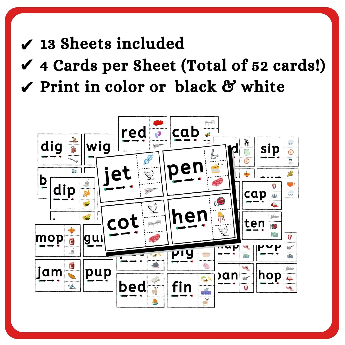 Blending CVC Words Clip Cards