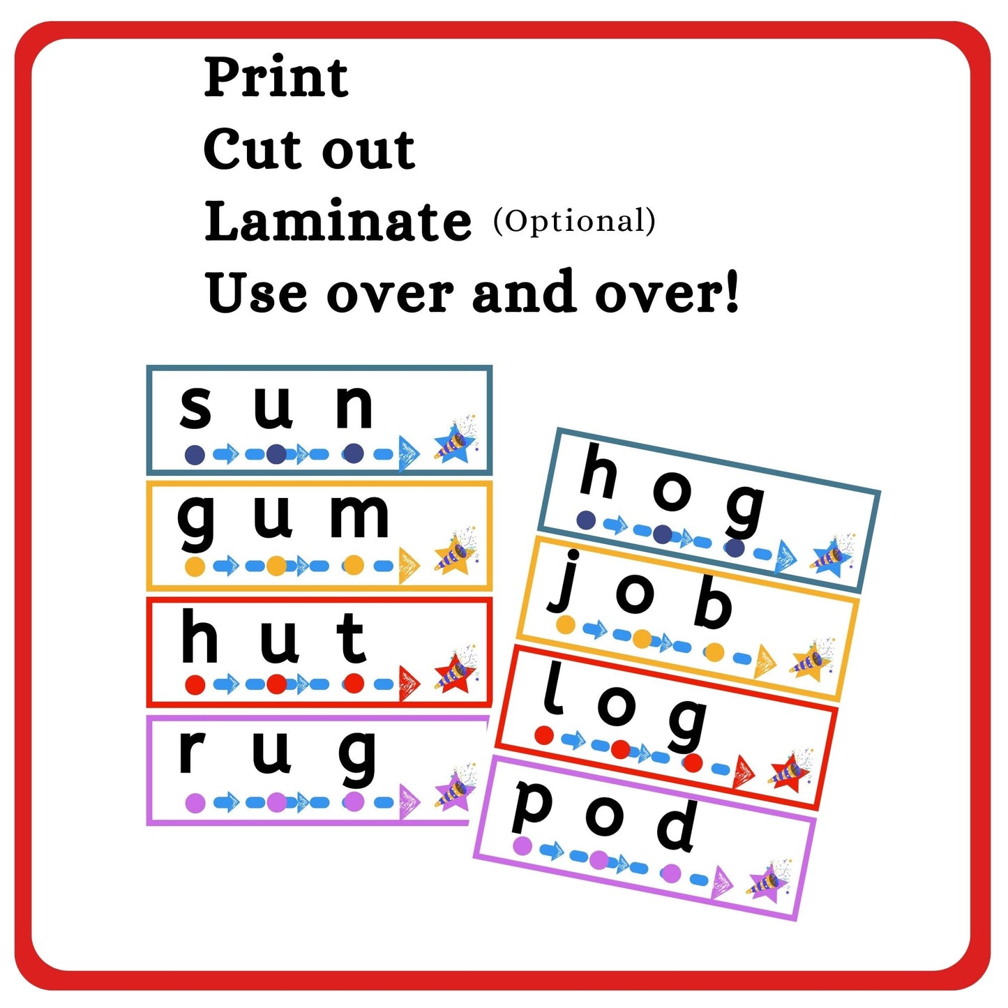 CVC Words Blending Cards