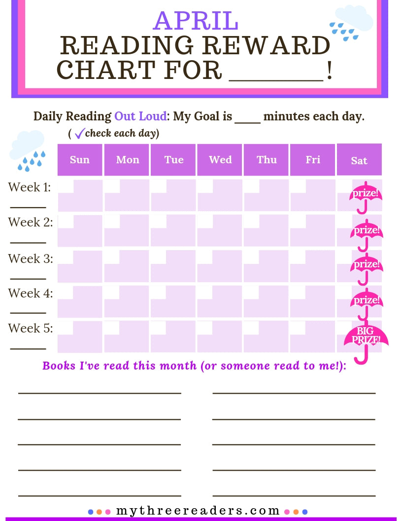 12 Months of Reading Reward Charts for Young Readers