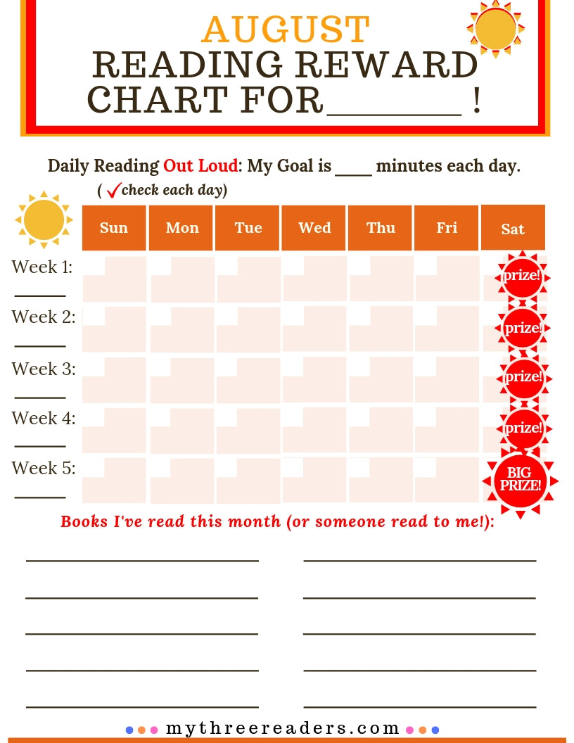 12 Months of Reading Reward Charts for Young Readers