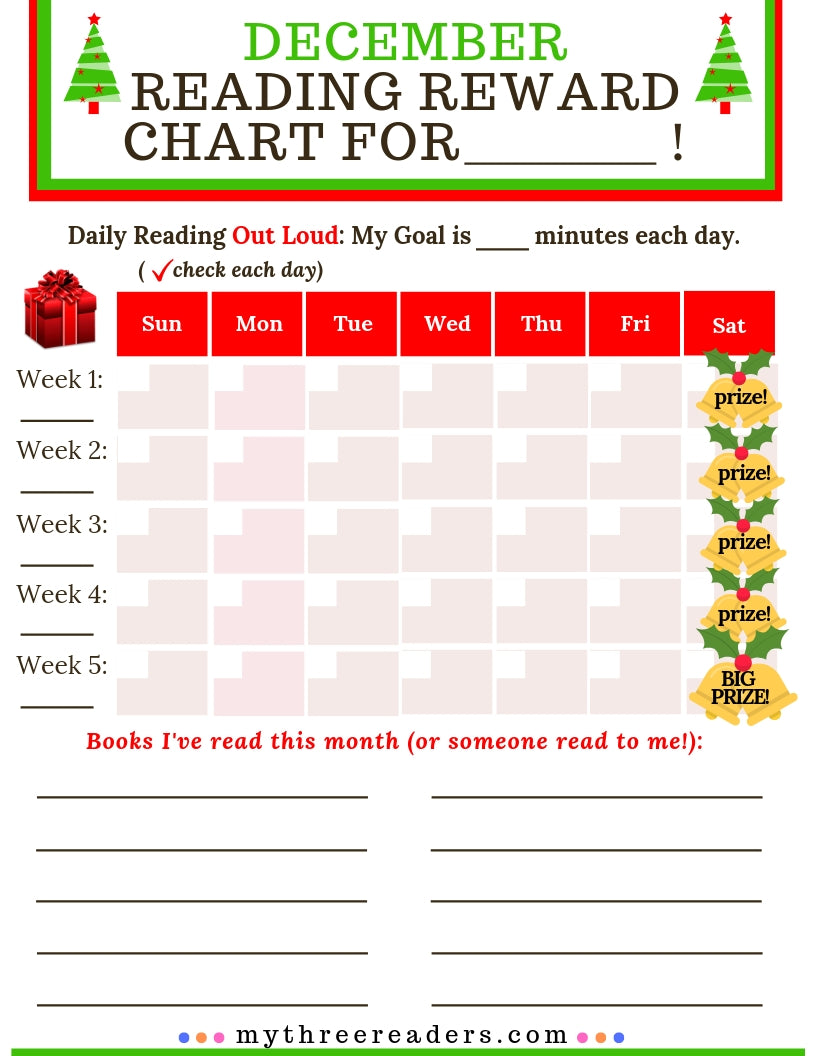 12 Months of Reading Reward Charts for Young Readers