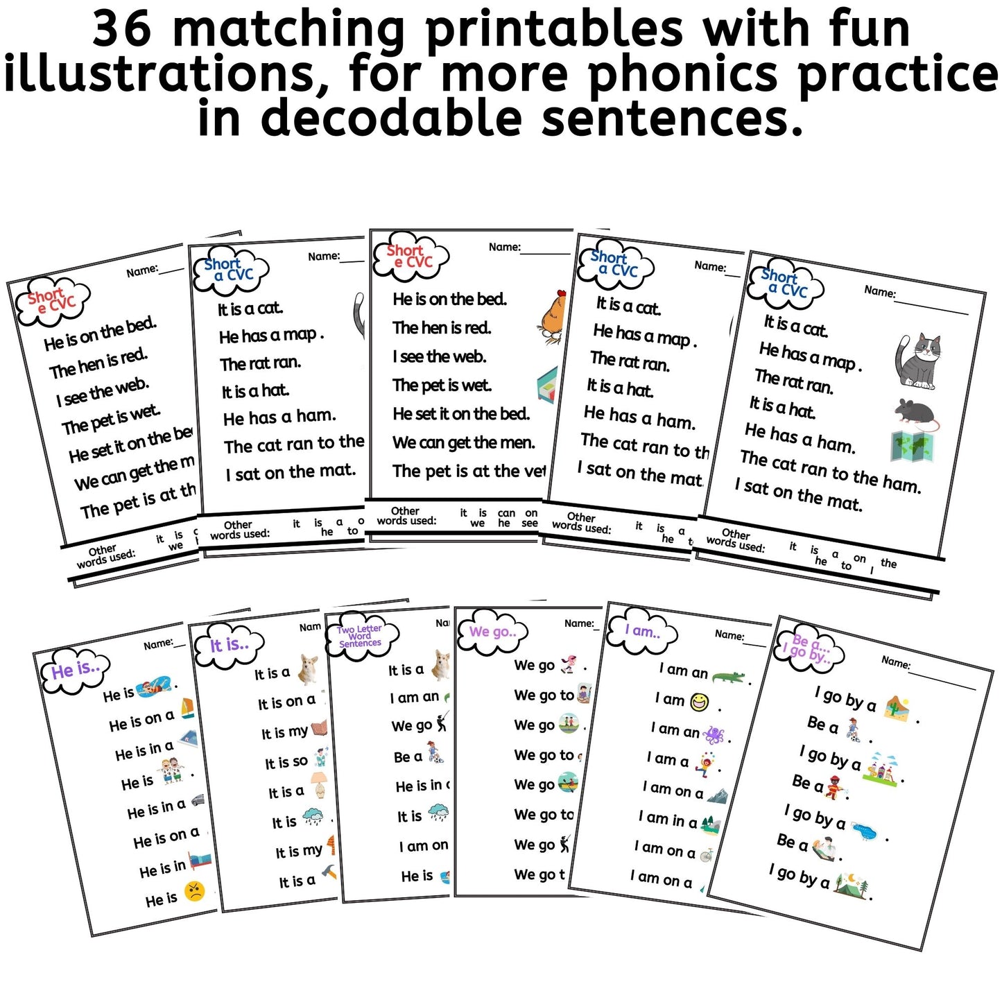 Decodable Sentences Bundle - Printables & Digital Boom™ Activities