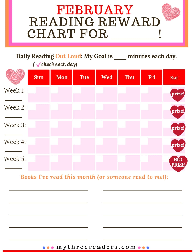 12 Months of Reading Reward Charts for Young Readers