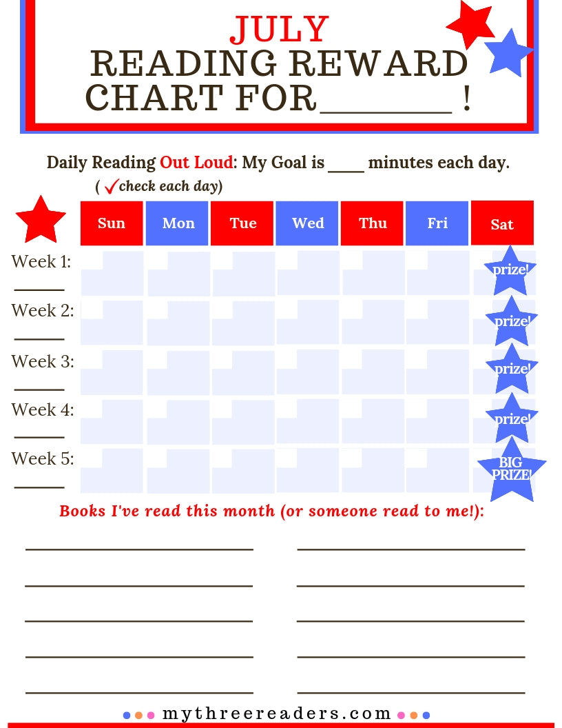 12 Months of Reading Reward Charts for Young Readers