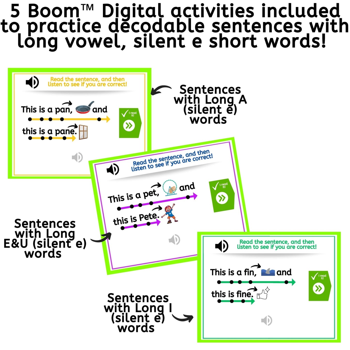 Decodable Sentences with Long Vowel, Silent E Words ("Magic E")