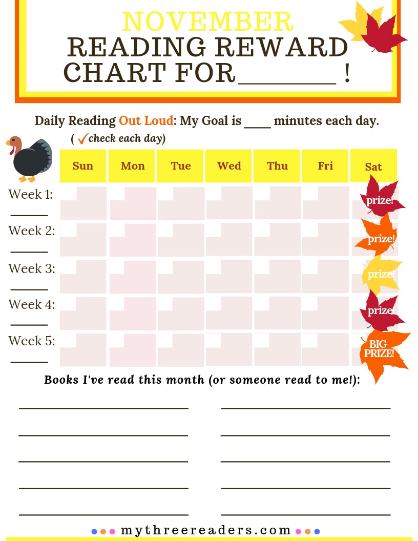 12 Months of Reading Reward Charts for Young Readers