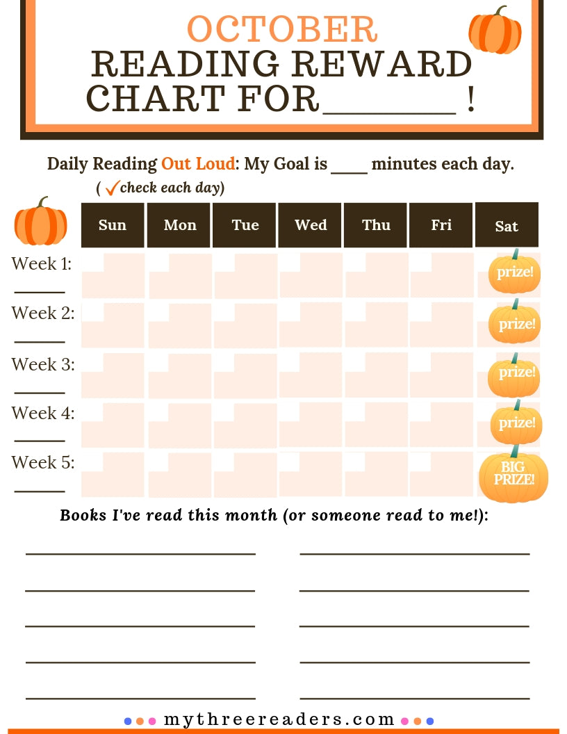 12 Months of Reading Reward Charts for Young Readers