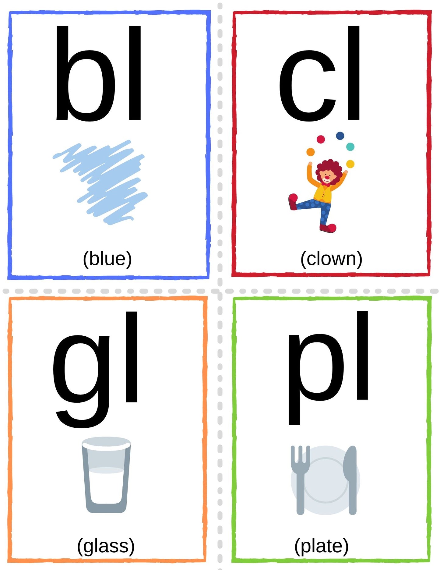 Phonics Blends and Digraphs Flashcards with Pictures