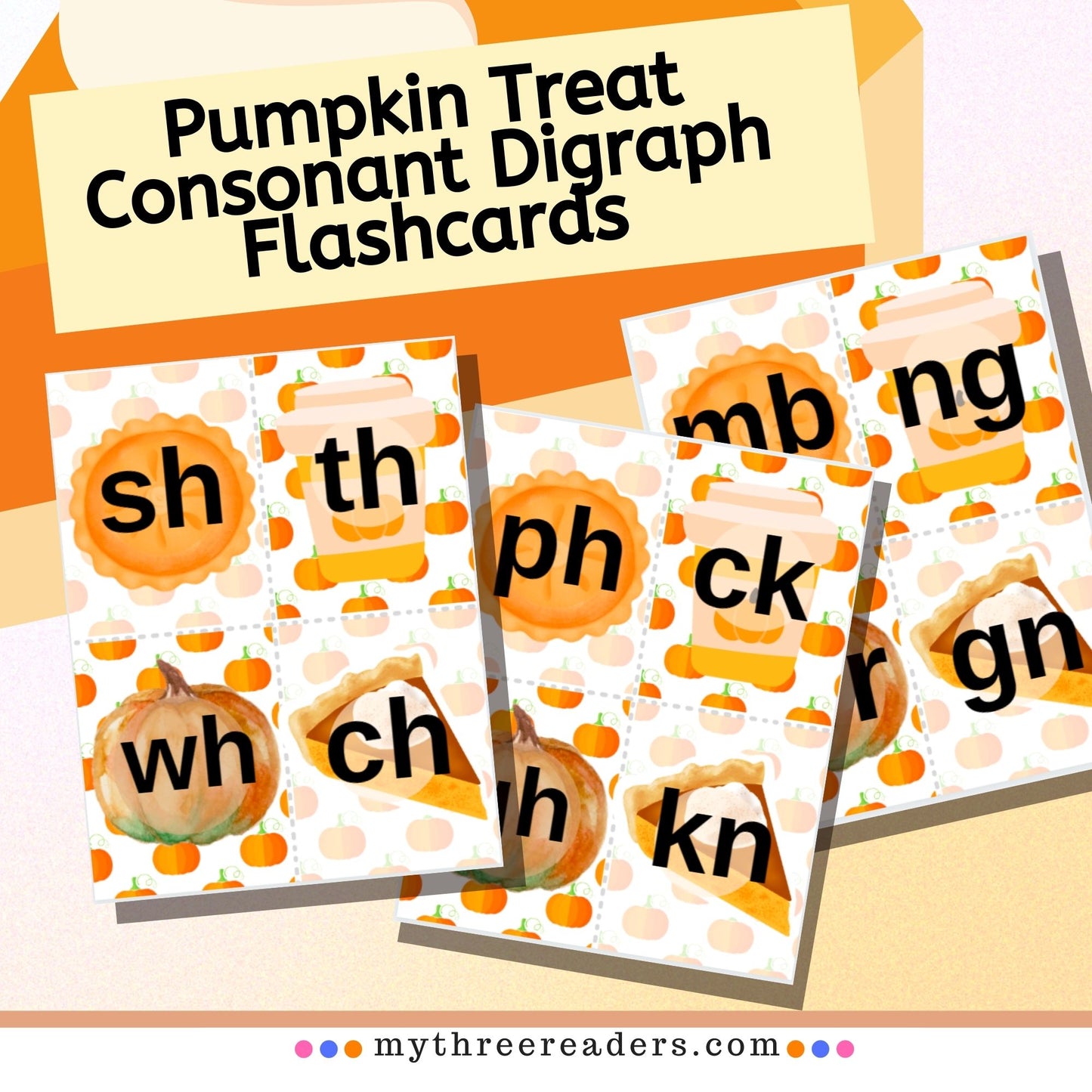 Printable Pumpkin Treats Consonant Digraph Flashcards