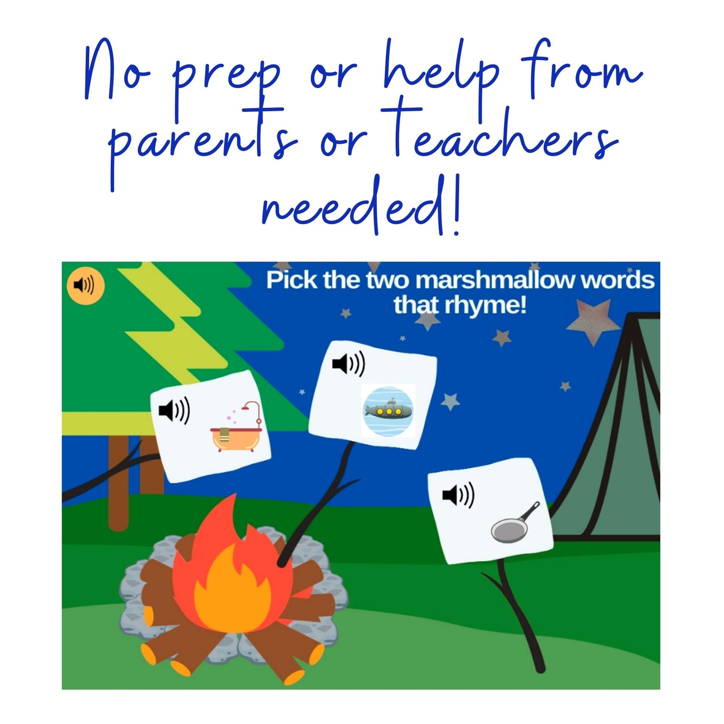 Rhyming Campfire & S'mores CVC Words Digital Activity
