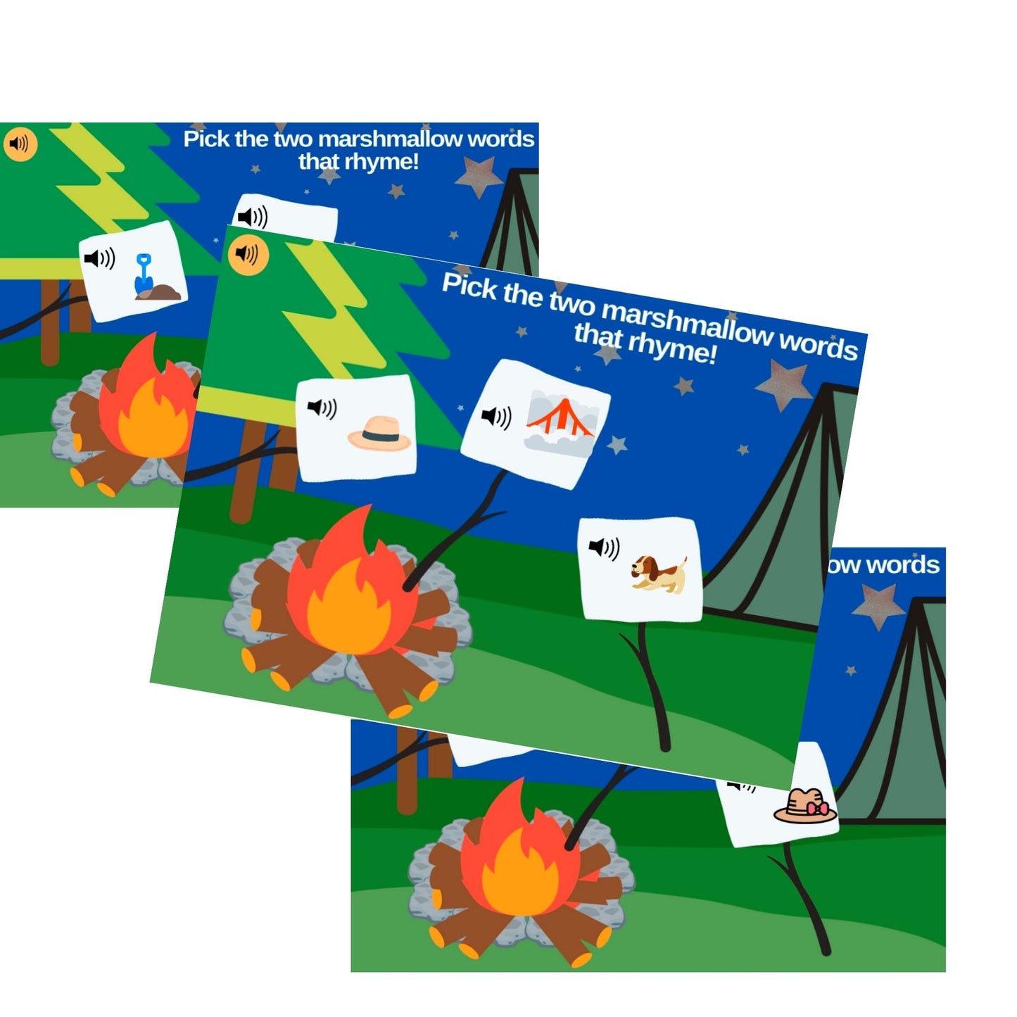 Rhyming Campfire & S'mores CVC Words Digital Activity