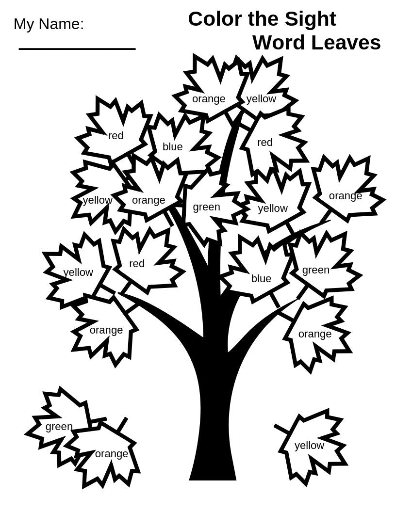 5 Fall Sight Word Printable Activities