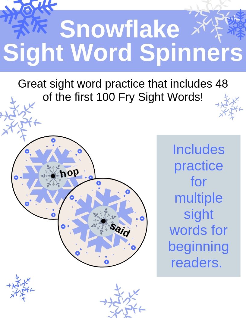 5 Winter Holiday Sight Word Printable Activities