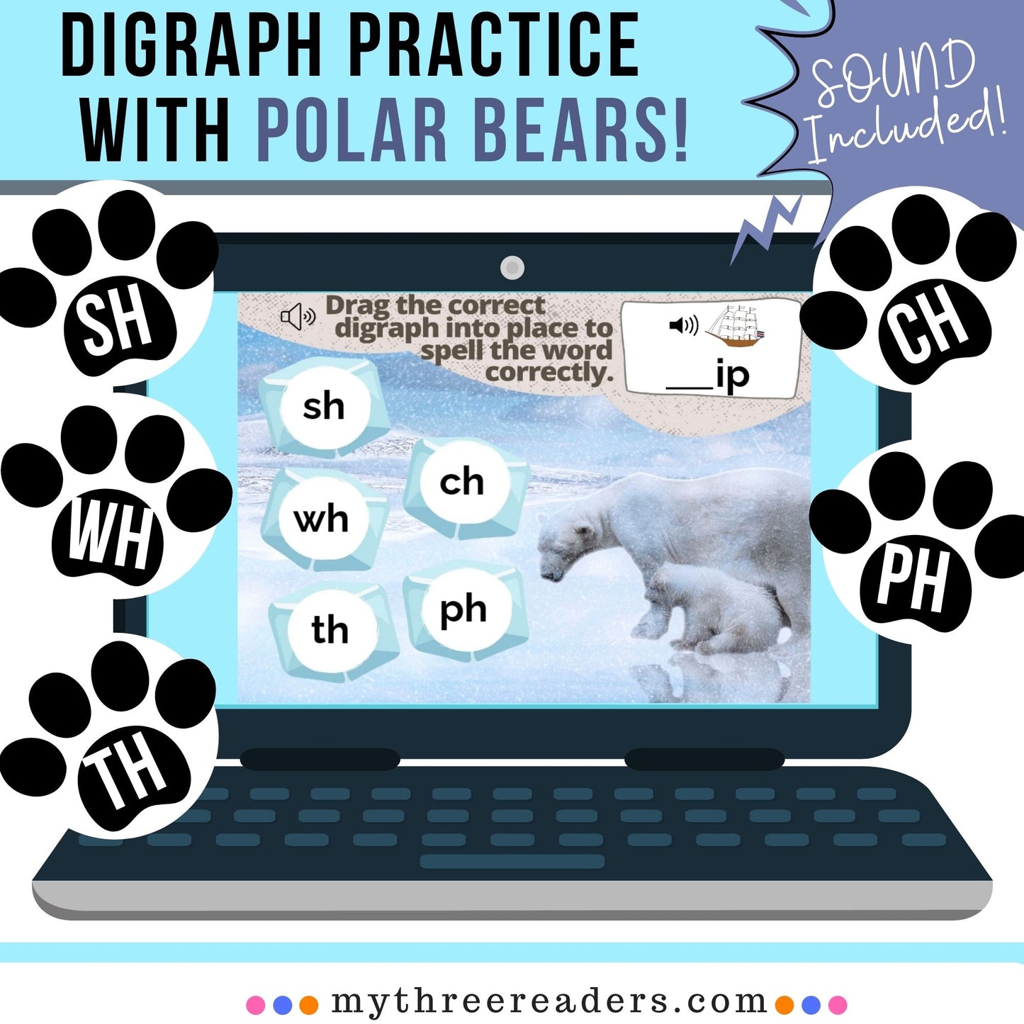 Polar Bear Digraph Activity for SH CH WH TH PH