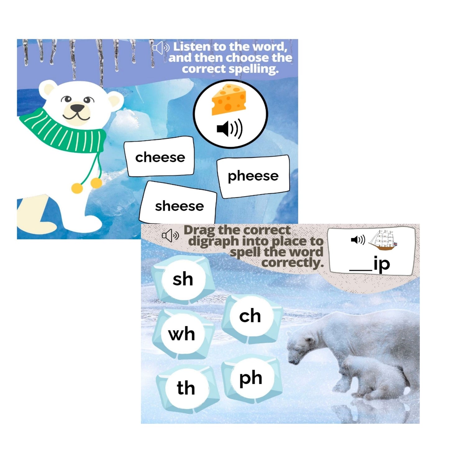 Polar Bear Digraph Activity for SH CH WH TH PH