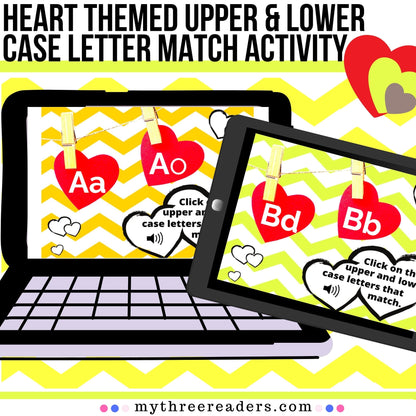 Letter Matching Uppercase and Lowercase Boom Activity ❤️ With Hearts ! ❤️