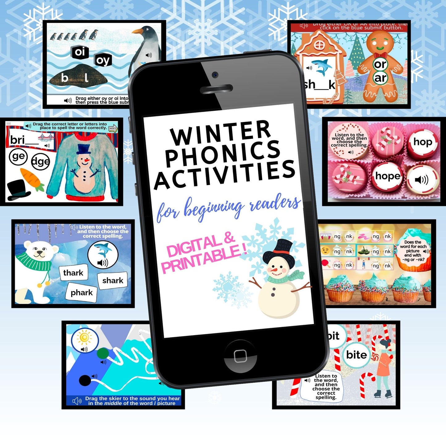 *Winter Alphabet/Phonics Boom Activity Bundle