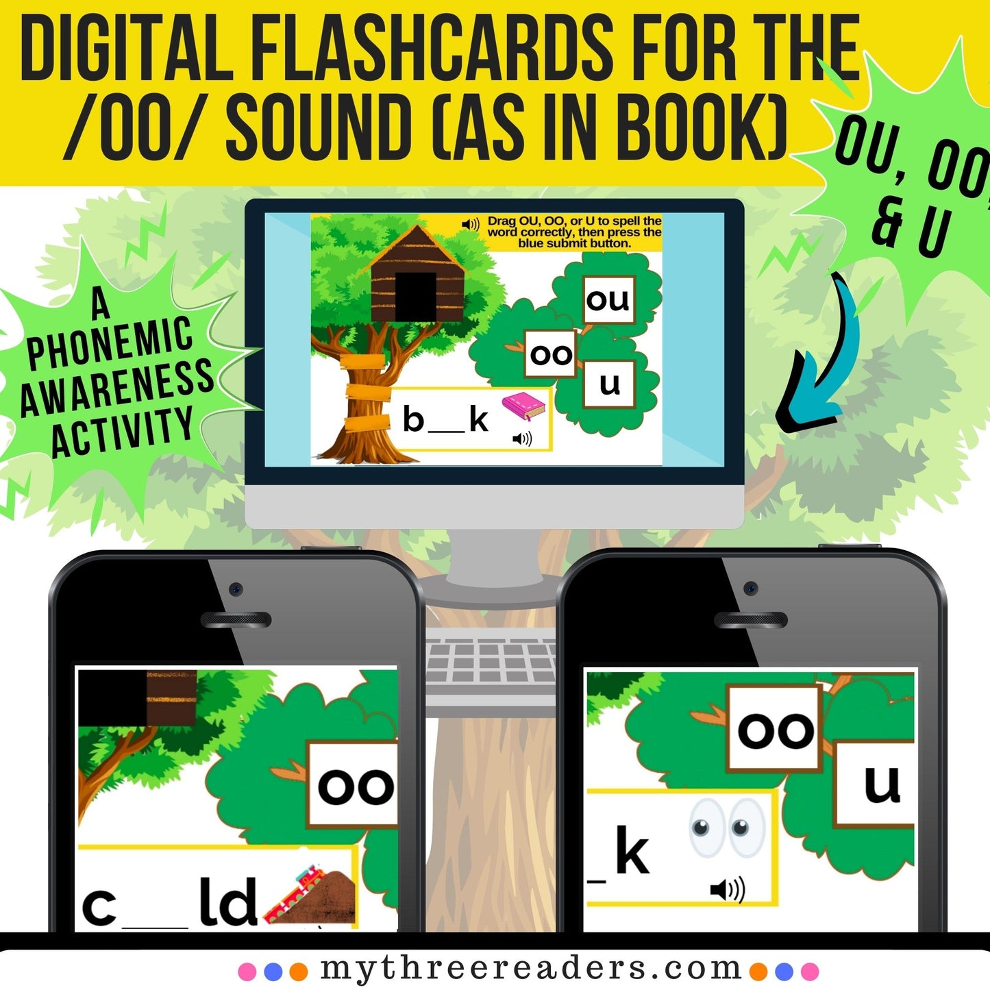 /OO/ as in Book Sound Vowel Teams (OU, OO or U) Digital Activity