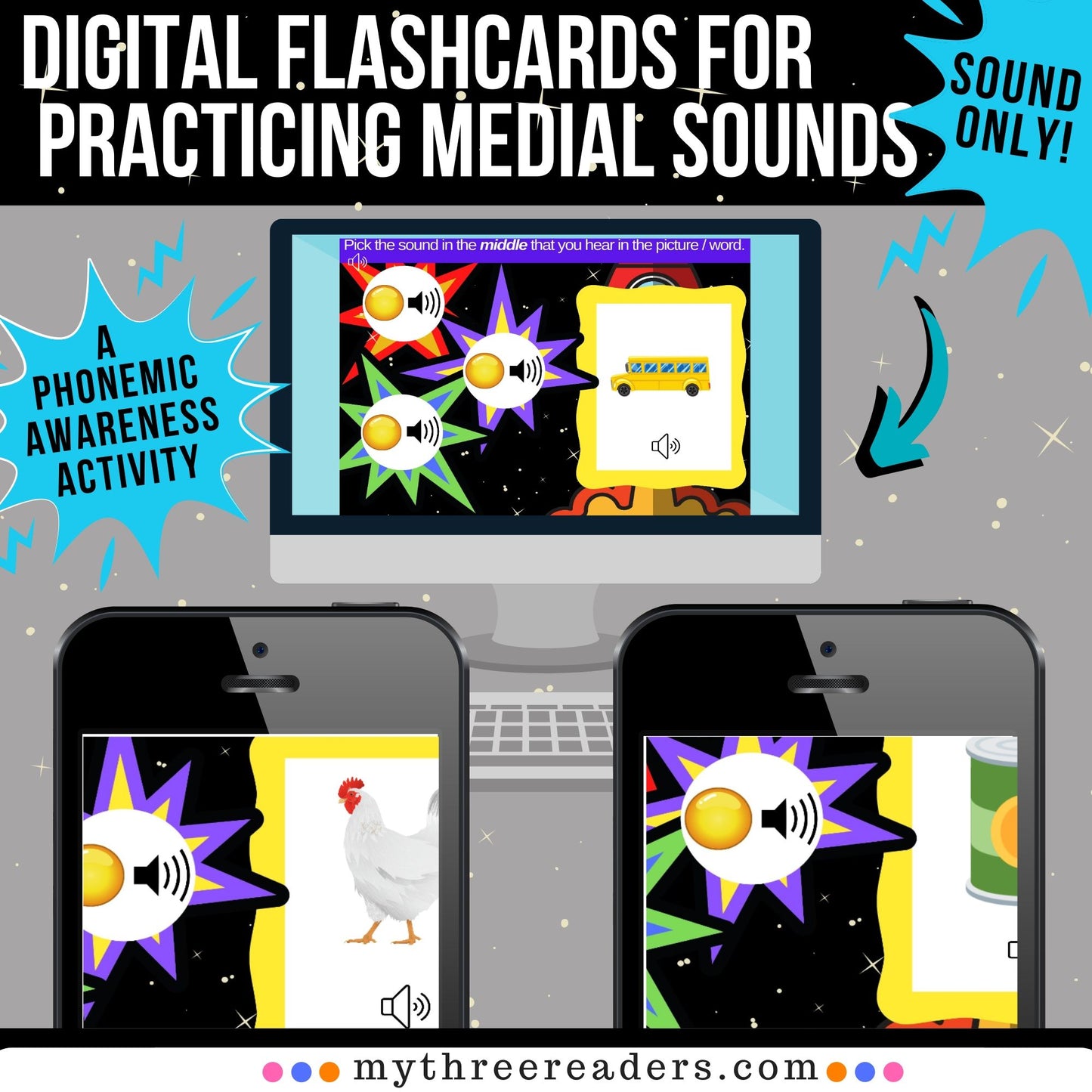 Medial Sounds Practice in Short Words Digital Activity