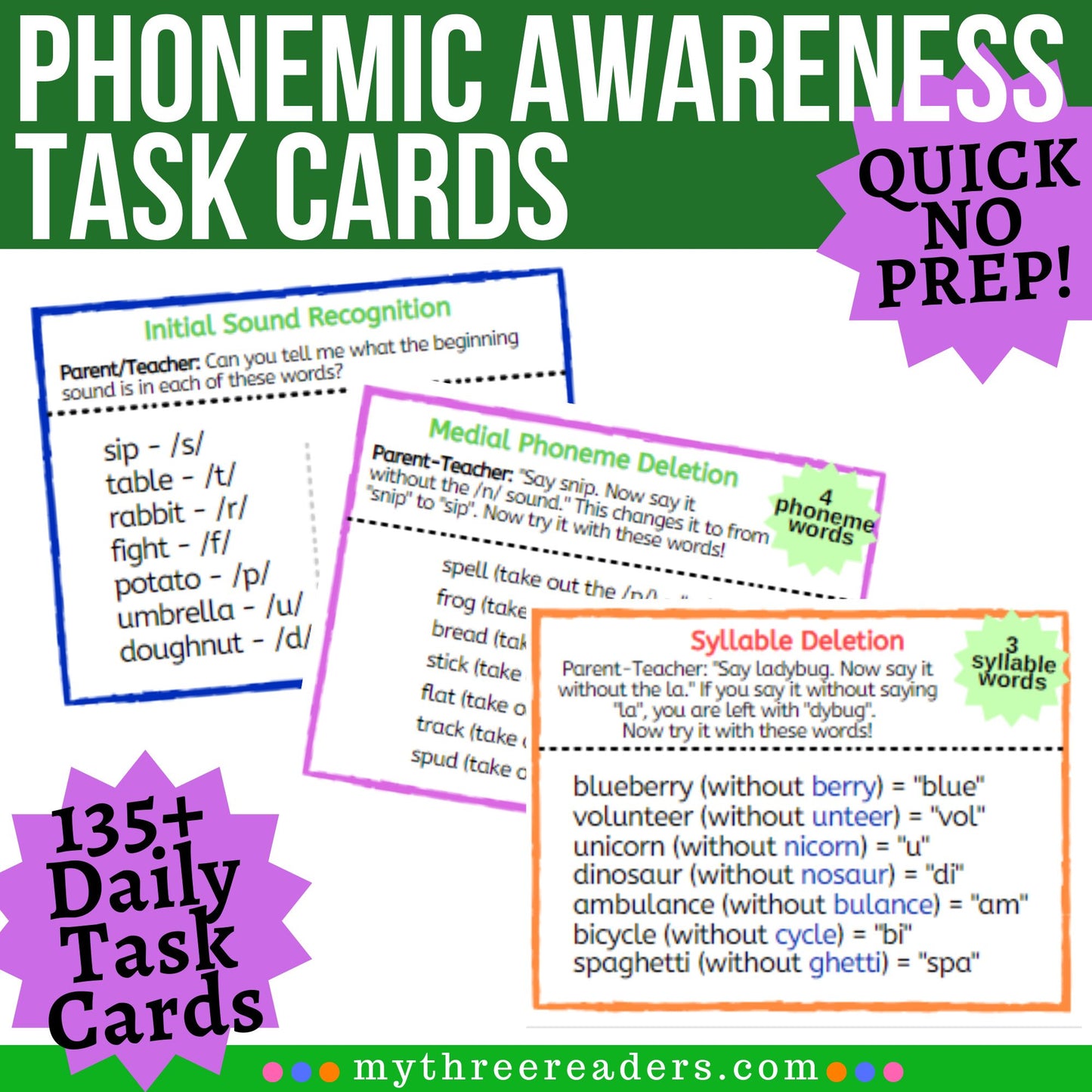 Phonemic Awareness Daily Task Cards