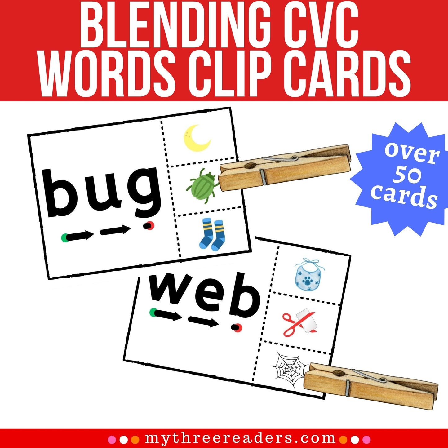 Blending CVC Words Clip Cards