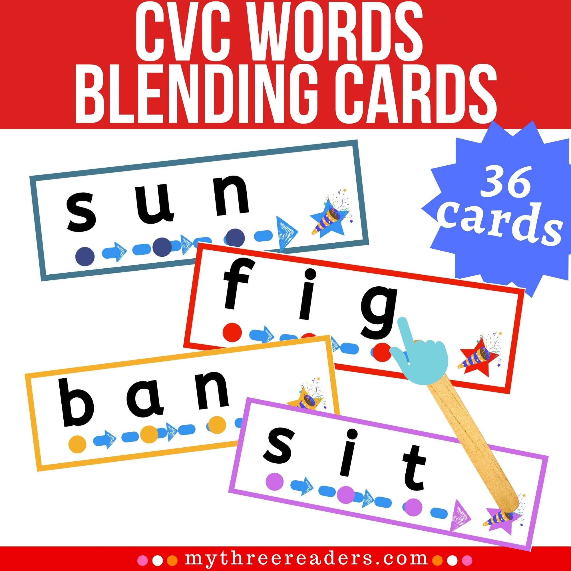 CVC Words Blending Cards – My Three Readers