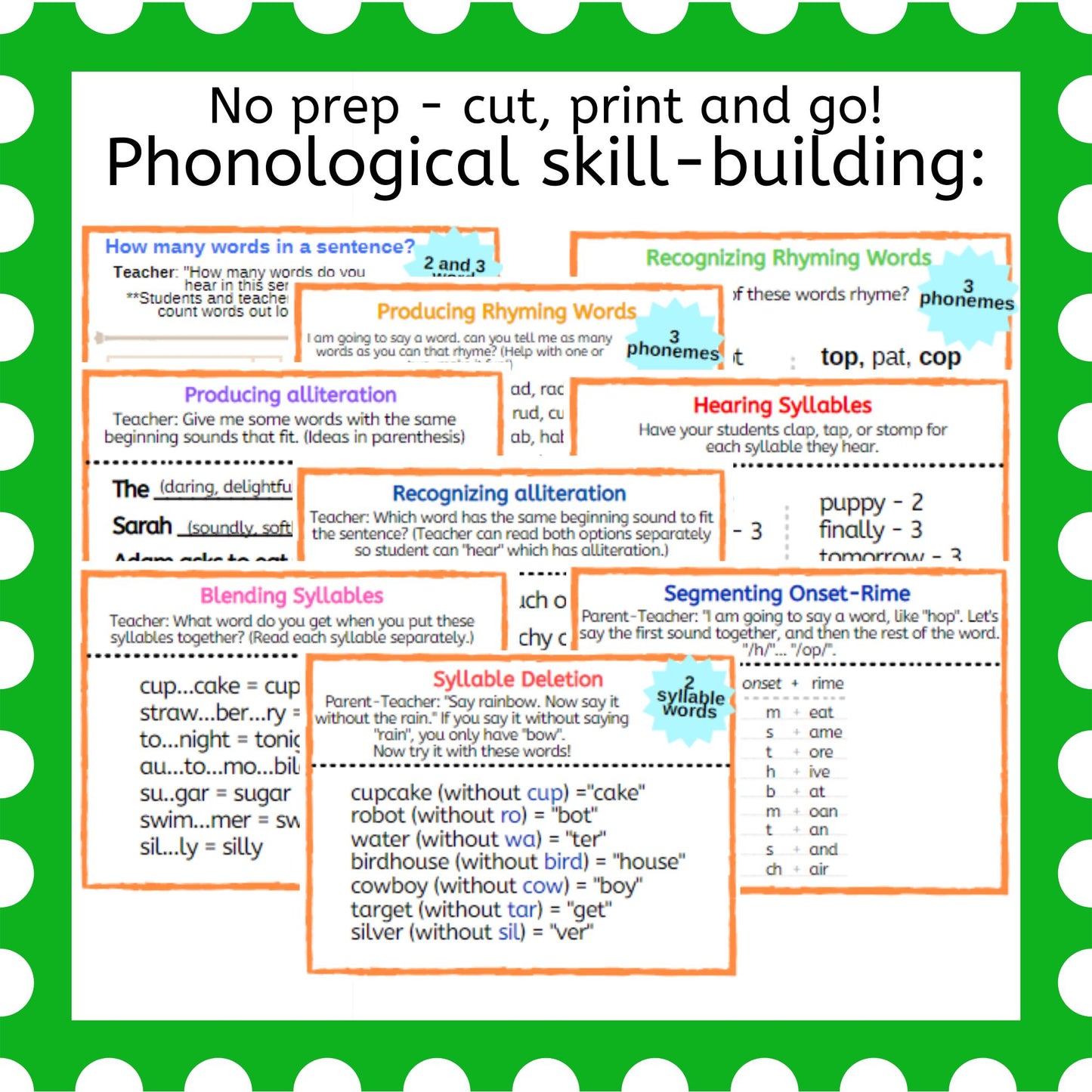 Phonemic Awareness Daily Task Cards