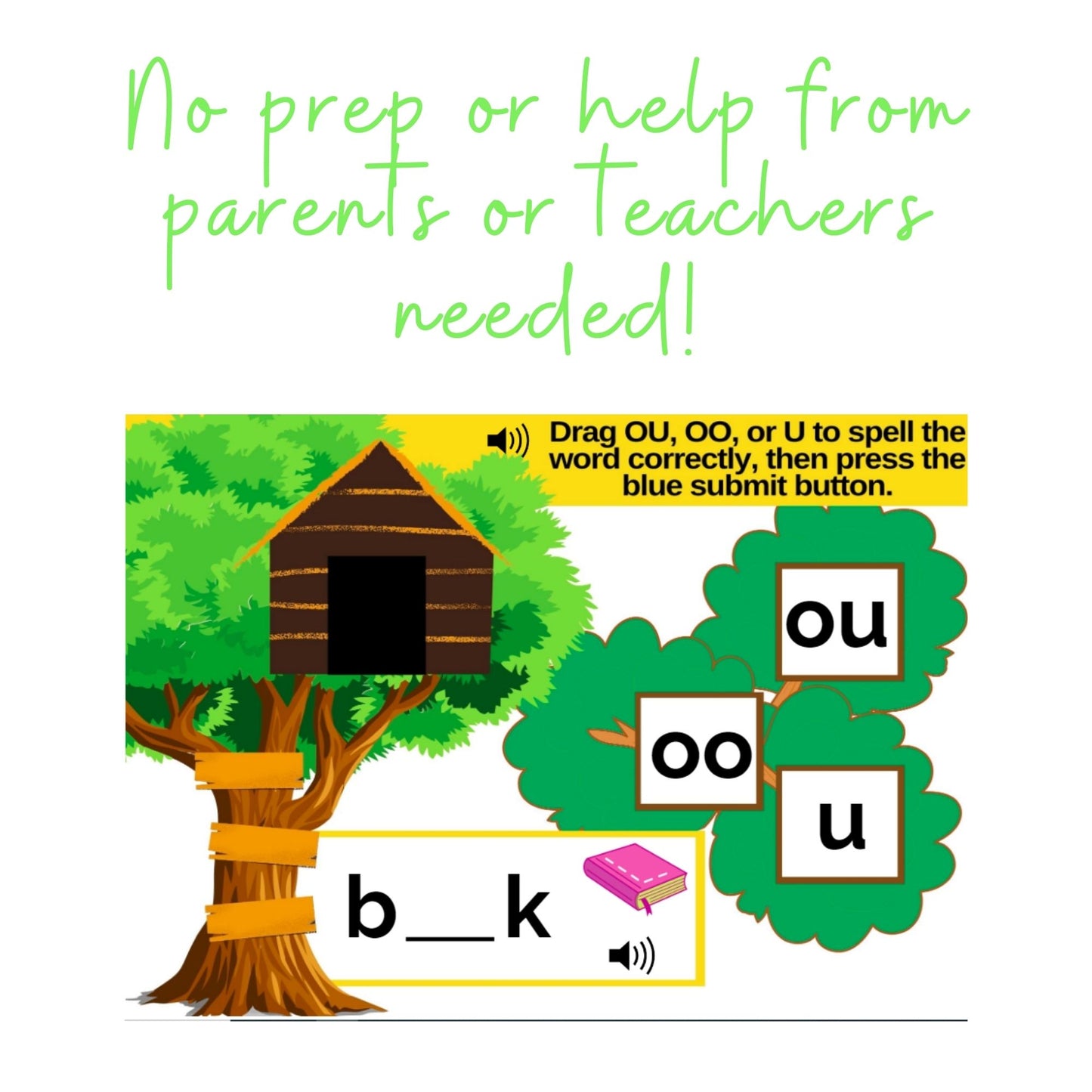 /OO/ as in Book Sound Vowel Teams (OU, OO or U) Digital Activity