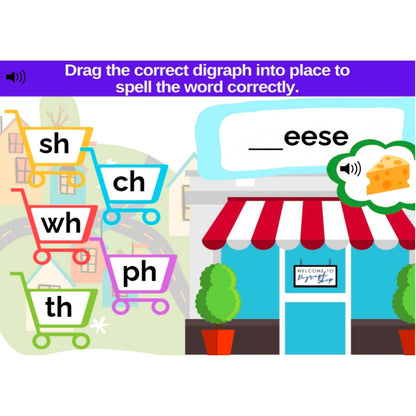 Digraph Practice (SH, PH, TH, WH, CH) Digital Activity