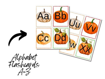 Pumpkin Alphabet Flashcards Printable Activity