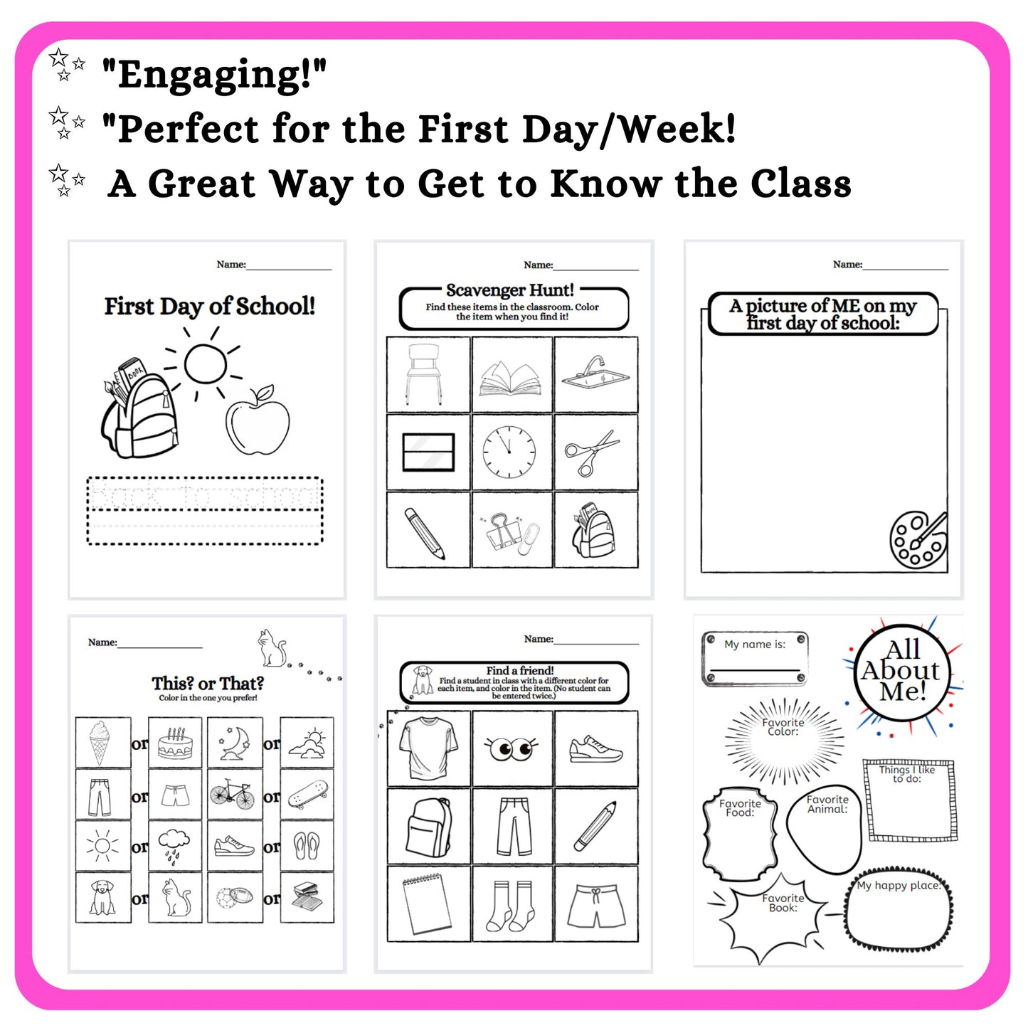 Back to School Ice Breakers - Great for First Day or Week of School!