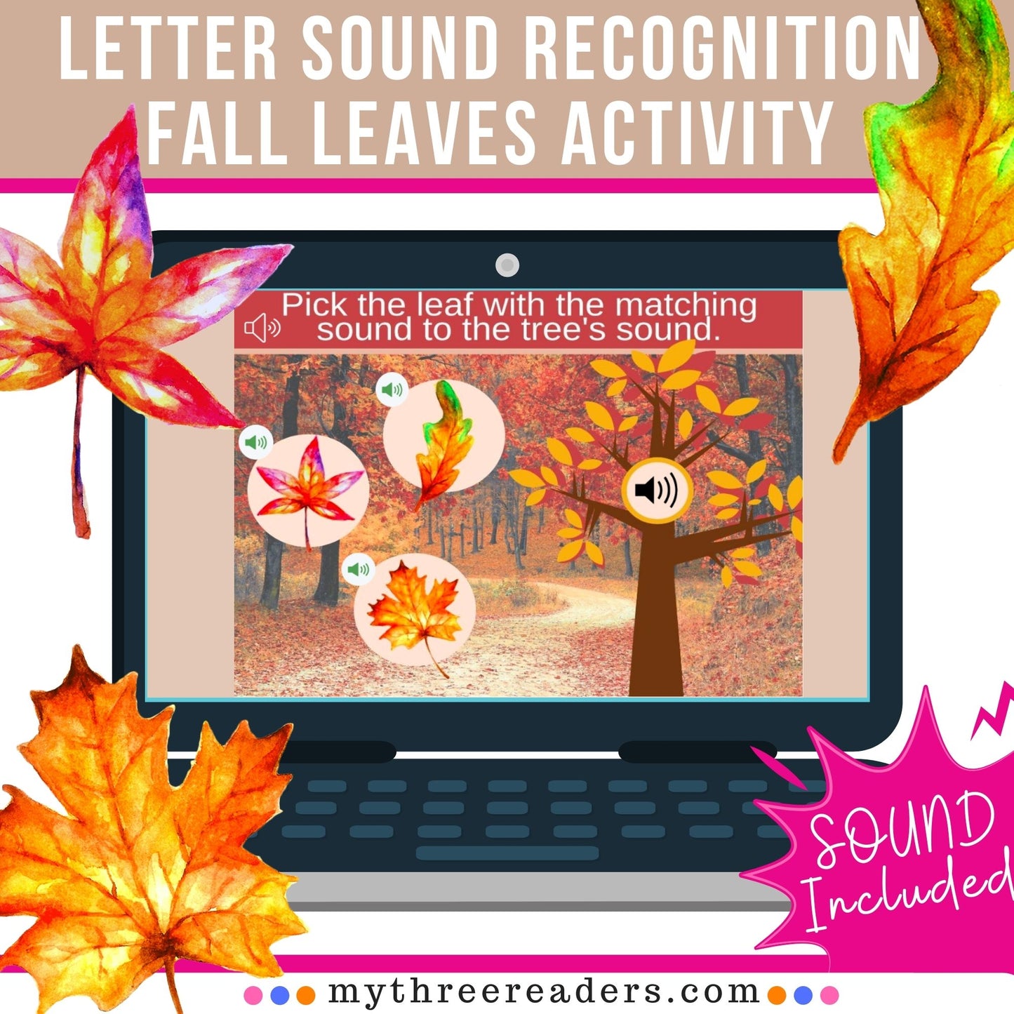 Fall Leaves Letter Sounds Digital Activity