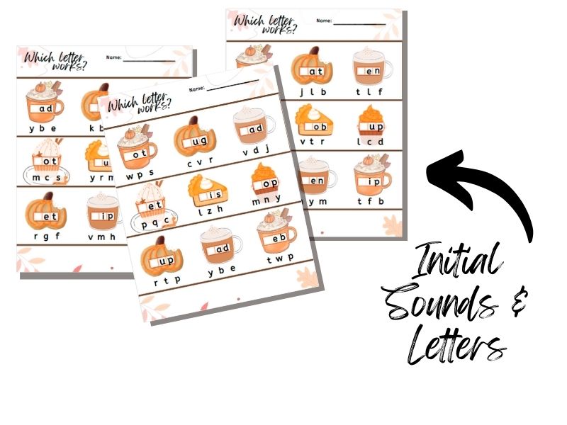 Pumpkin Treats Initial Sounds Letter Recognition Printables