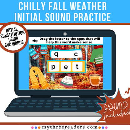 Fall & Chilly Weather Themed Beginning Sounds Substitution Digital Activity