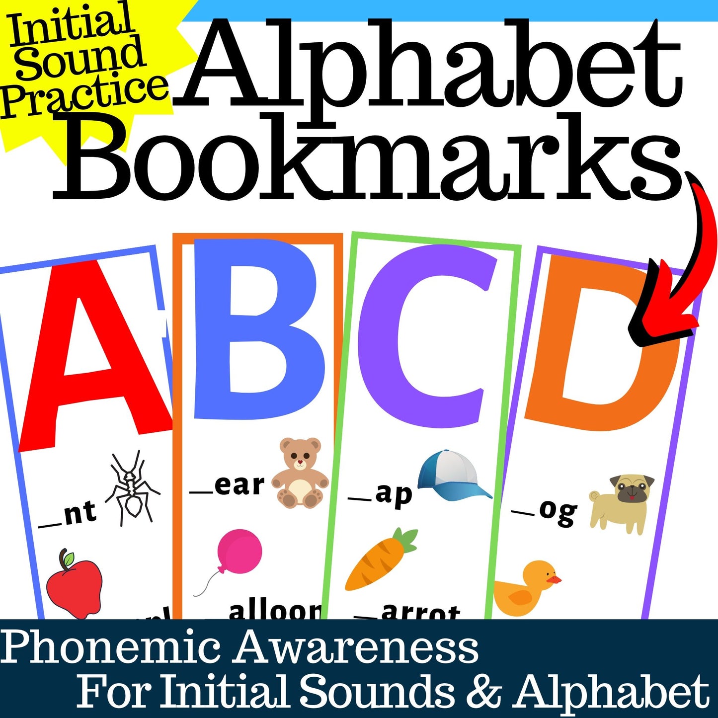 Alphabet Bookmarks with Beginning Sound Practice