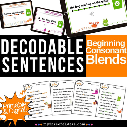 Decodable Sentences with Focus on Beginning Consonant Blends