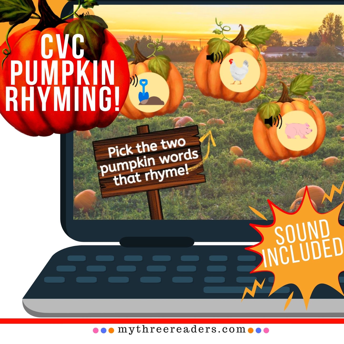 Pumpkin Rhyming Practice ⭐ Boom™ Activity