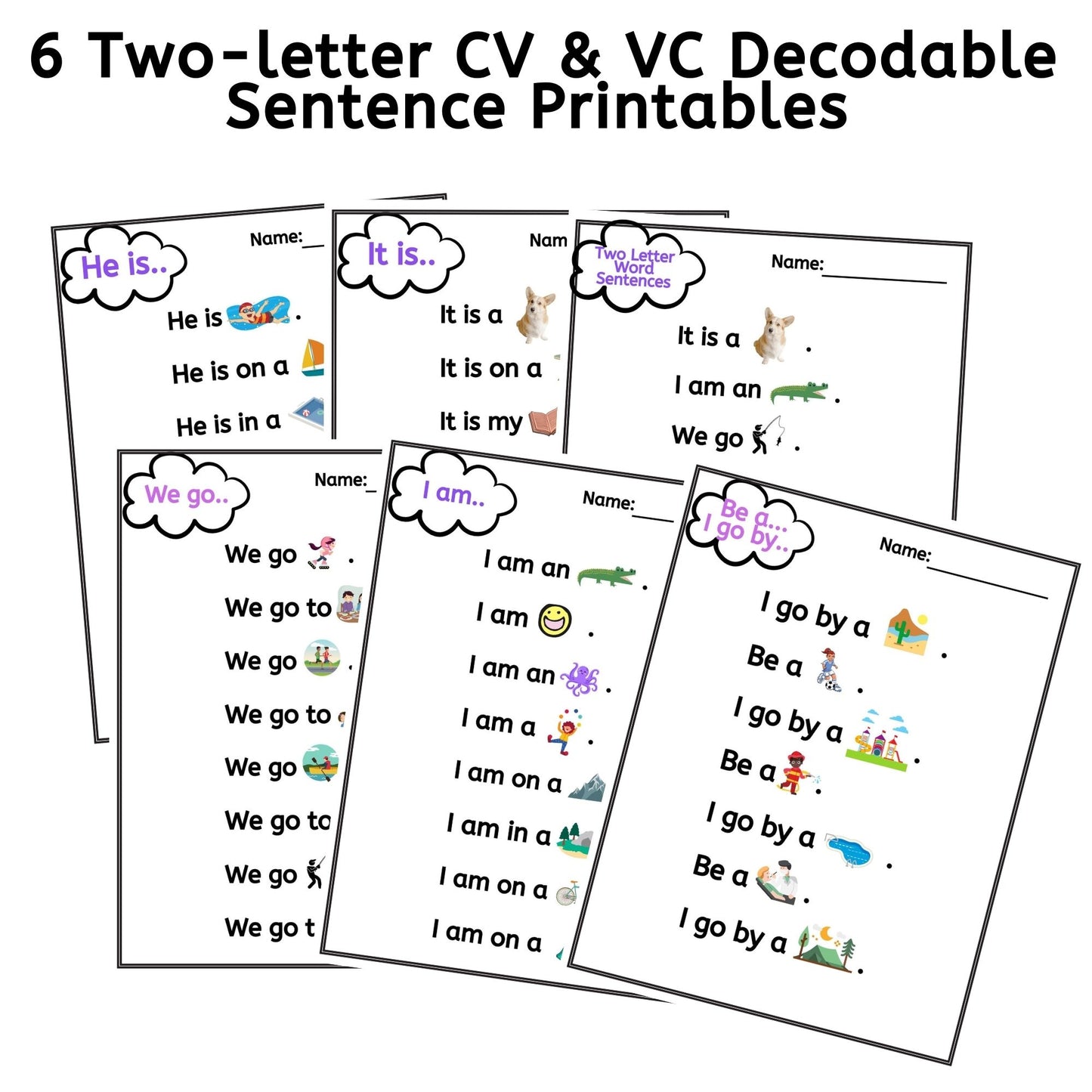Decodable Sentences with two-letter VC and CV Words