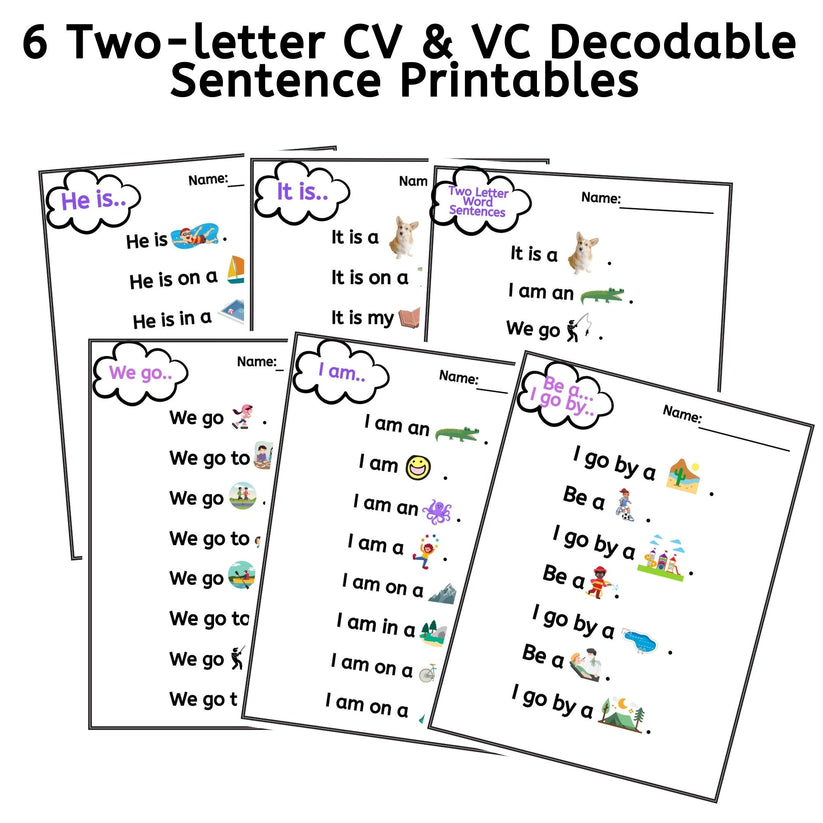Cv Words Led Decodable Sentences with two-letter VC and CV Words – My Three Readers