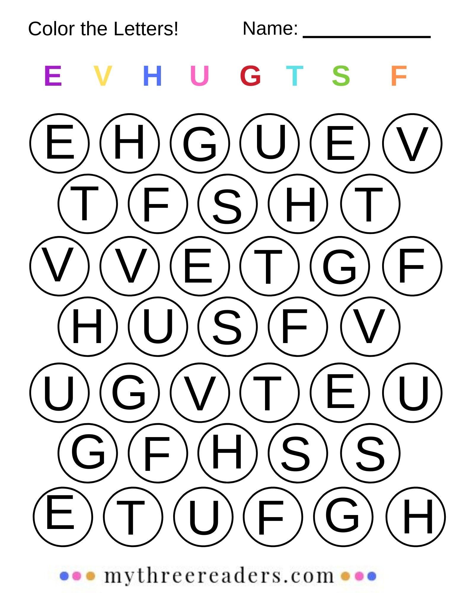 Color the Letter Printable Pages – My Three Readers
