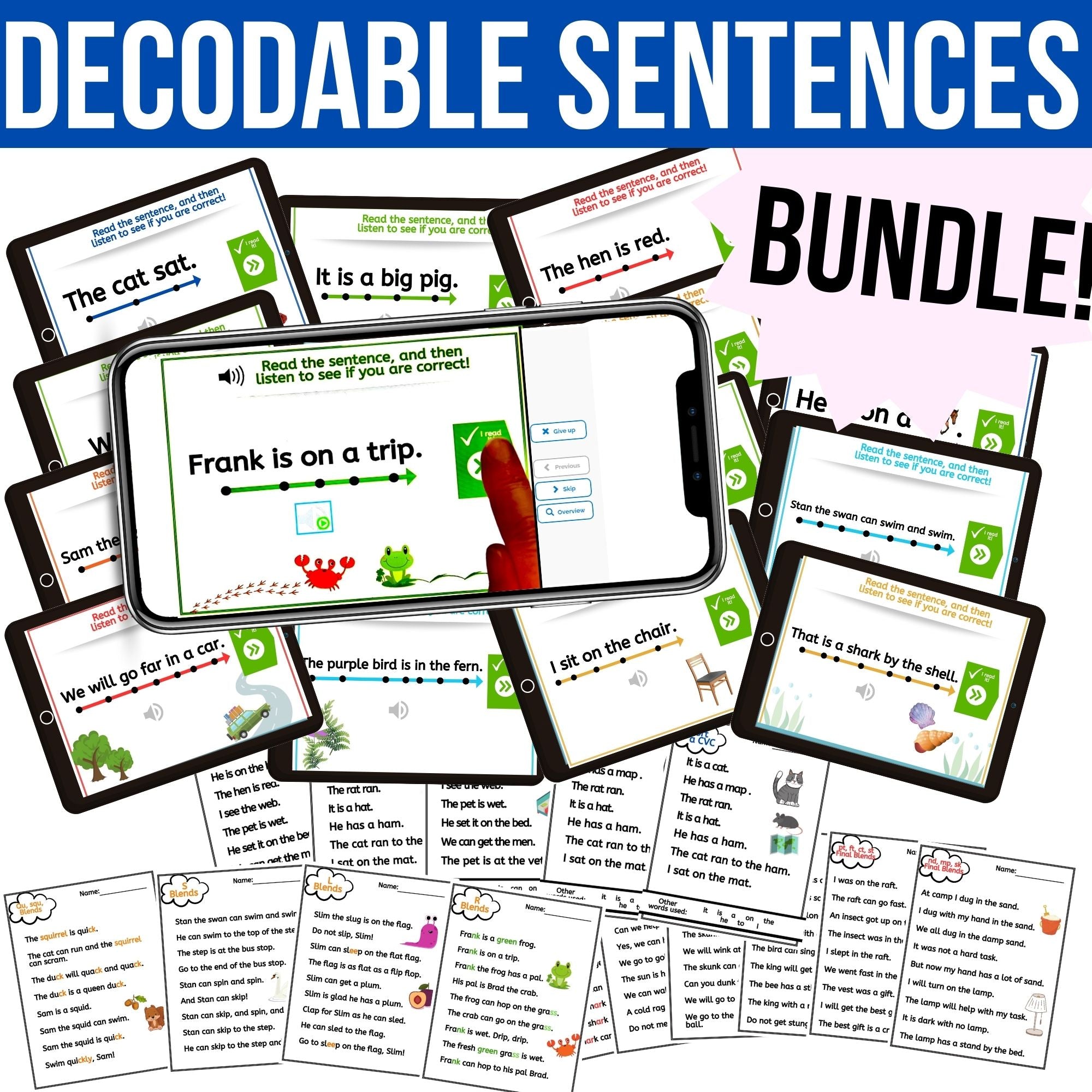 Decodable Sentences Bundle - Printables & Digital Boom™ Activities – My ...