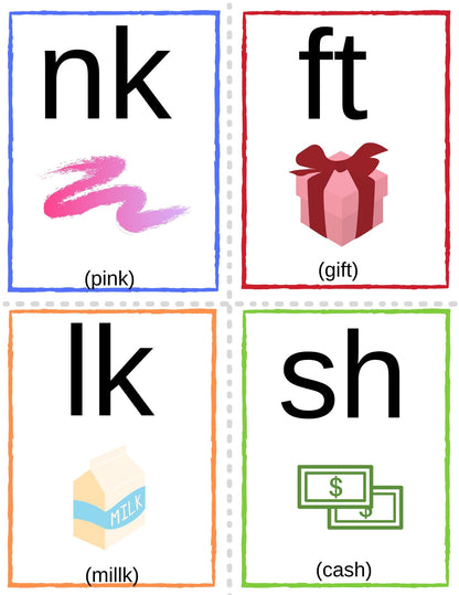 Phonics Blends and Digraphs Flashcards with Pictures