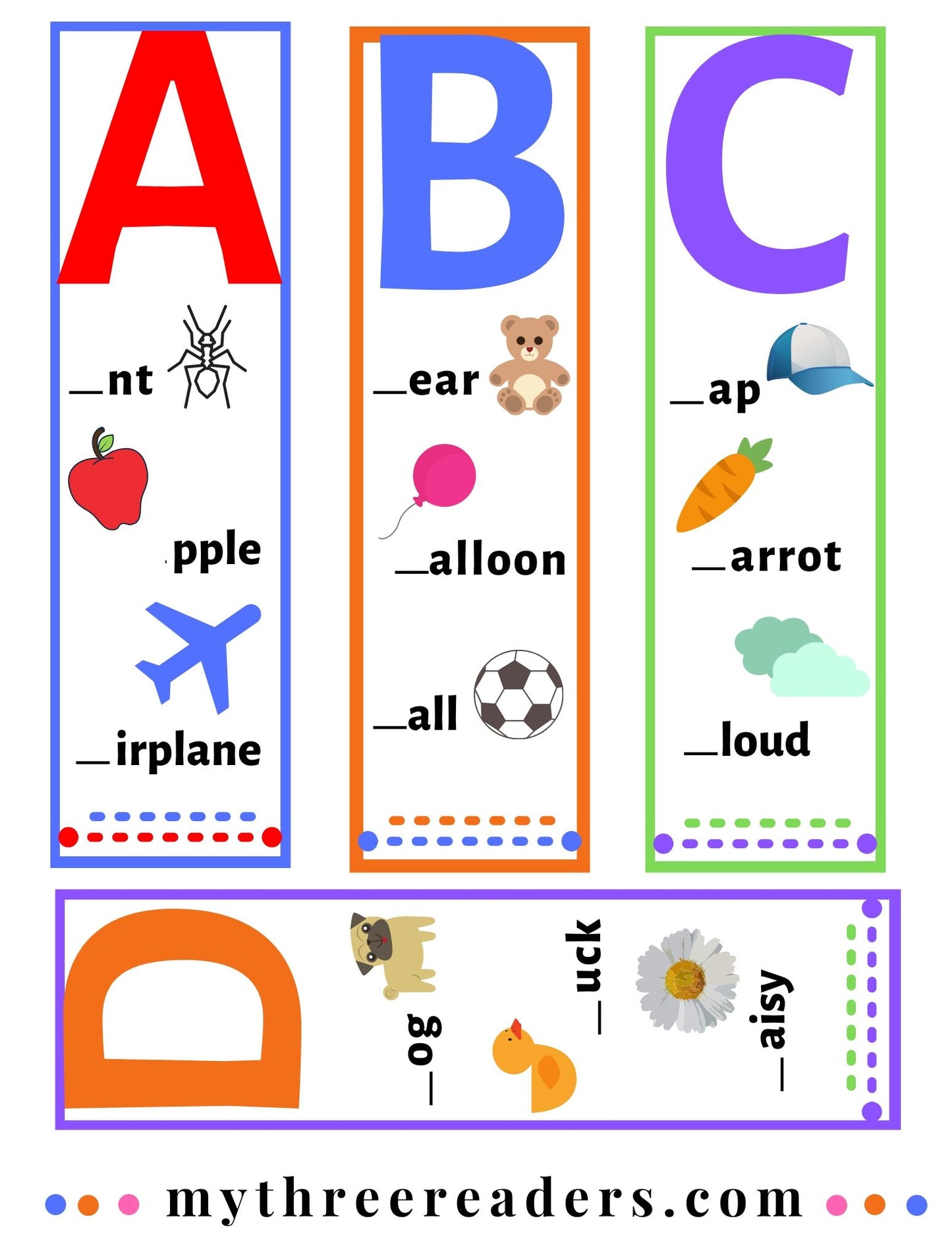 Alphabet Bookmarks with Beginning Sound Practice